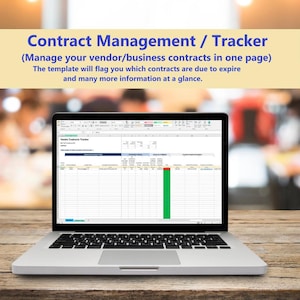 Contract Management - Tracker (Excel) - Manage your business/vendor contracts and see all key contracts information in one pager.