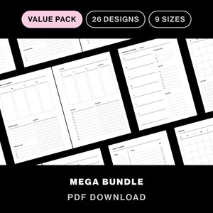 Mega Bundle – Multi Pack - daily, weekly, monthly, notes, agenda, calendar, to-do, reading list, meal planner - Printable PDF insert