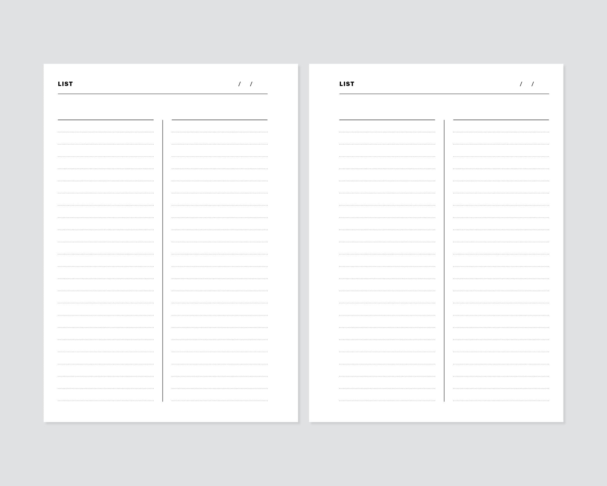 B6 Liste 2 Kategorien 2 Spalten einseitig 1 eine Seite Etsy