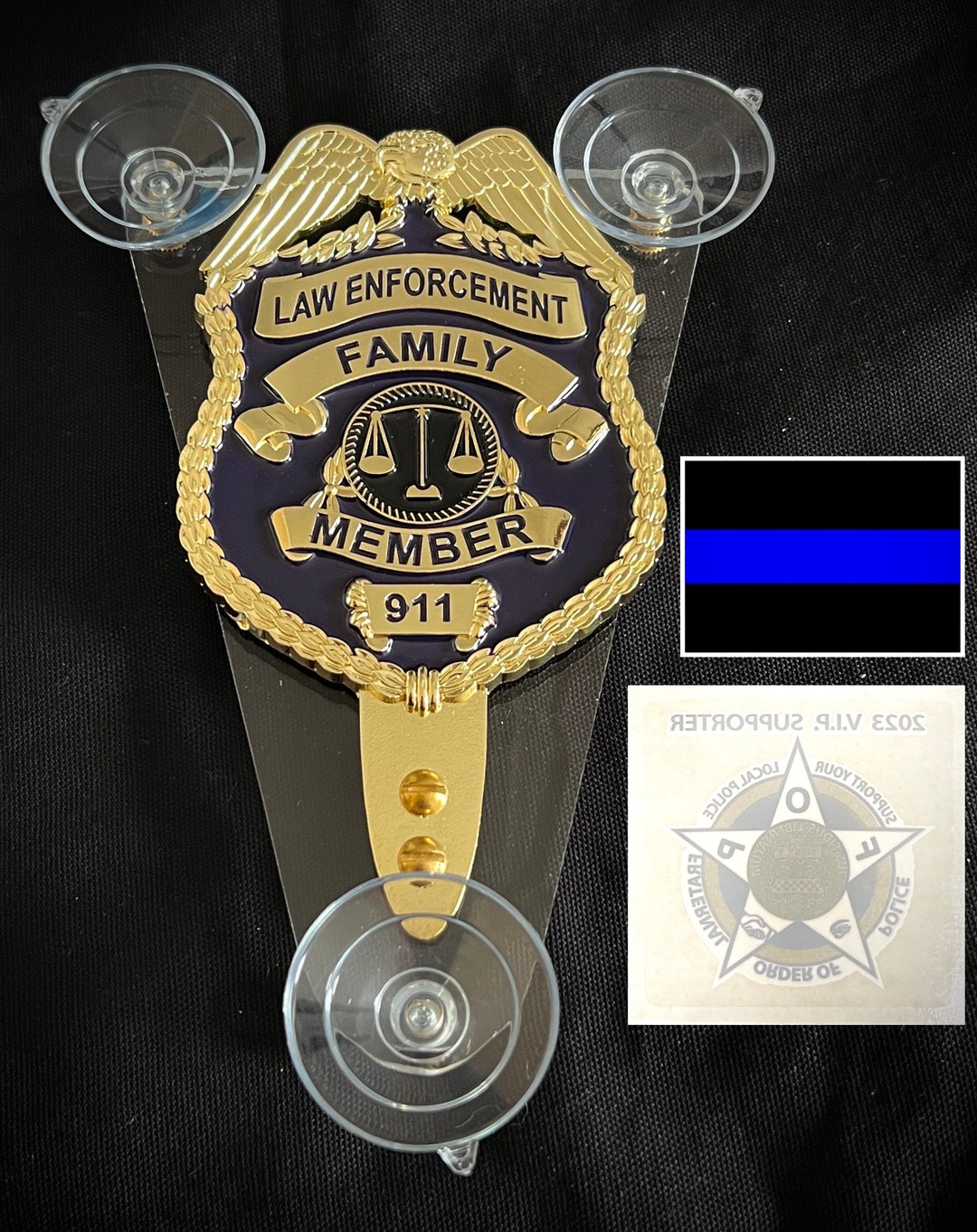 ISLE Police Supporter Family Member Fop Pba Gold Car Window Shield