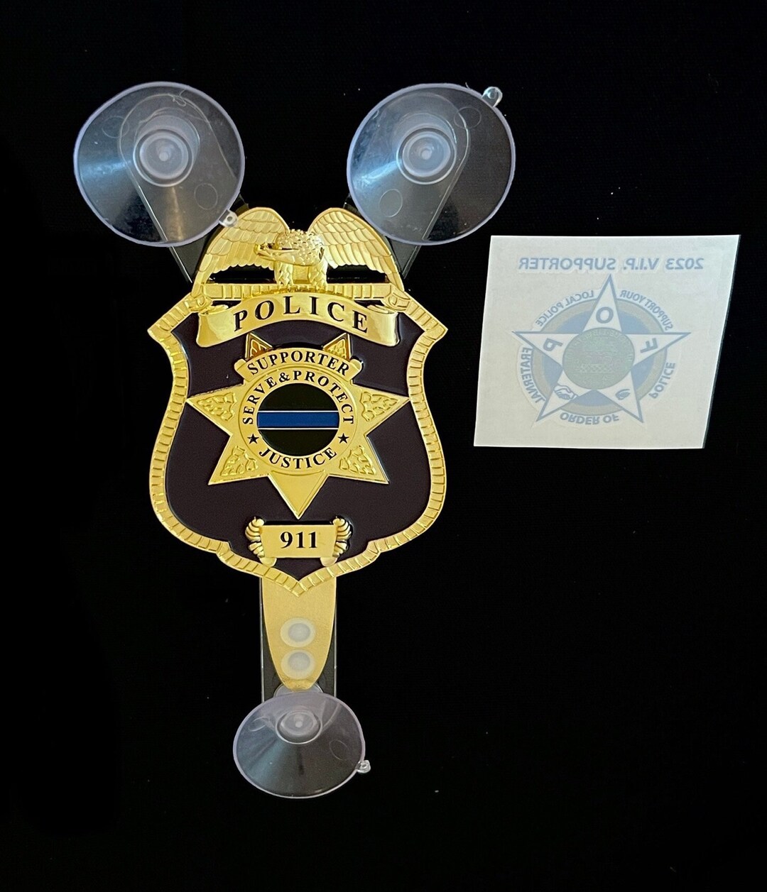 ISLE Police Supporter Family Member Fop Pba Gold Car Window Shield