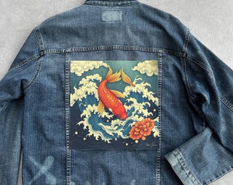 Japanese Koi fish patch Big iron on patches for jackets  Back patches