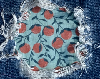 Orange Print Patches, Clothing Repair peek a boo patch