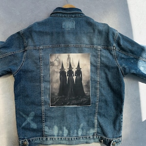 Three Witches Back Patch | Gothic Iron-On Denim Applique