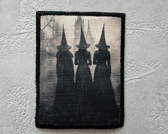 Three Witches Patch – Gothic Iron-On Applique for Clothes or Bags – Witchcore Occult Style