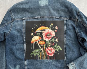 Mushroom Floral Back Patch | Cottagecore Iron On Applique