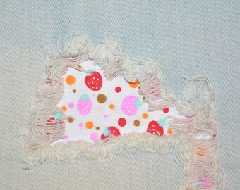 Berry Print Iron On Cotton Fabric Patch for Clothing Repair