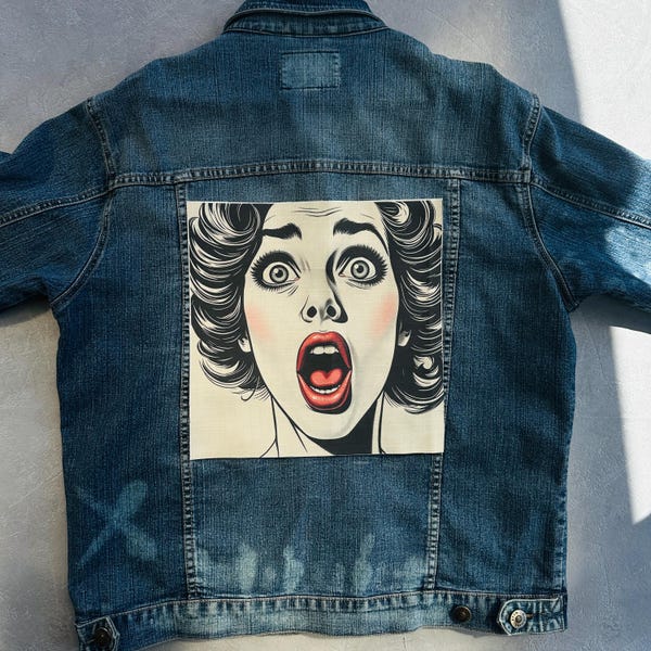 Parche trasero grande de Scream estilo Pop Art – Parche termoadhesivo retro de cómic para chaqueta vaquera
