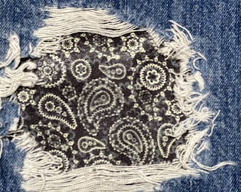 Paisley peek a boo patch  Iron on patches for denim holes