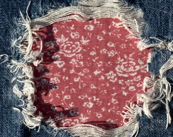 Floral Cotton Iron On Denim Patch - Clothing Repair Peek a boo patches