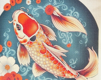 Koi Fish Patch - Iron On Cotton Fabric, Denim Repair