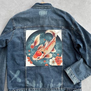 Großer Koi Fisch Aufnäher: Japanische Kunst, Aufnäher zum Aufbügeln