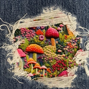 Mushroom Print Jean Patch – Clothing Hole Repair