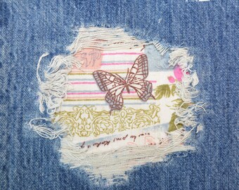 Vintage style romantic patch Cotton fabric peek a boo patch Iron on patches for denim holes Knee patches