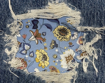 Floral Iron On Patch, Visible Mending Denim Repair
