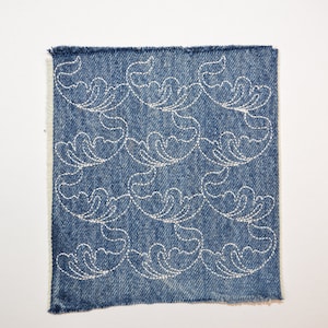 Japanese Sashiko-Inspired Denim Patches: Embroidered Iron-On Knee Repairs for Visible Mending