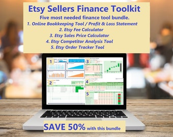 Etsy Seller Finance Toolkit Bundle Profit Loss Statement - Competitor Analysis - Sales Price Calculator - Etsy Fee Calculator  Order Tracker
