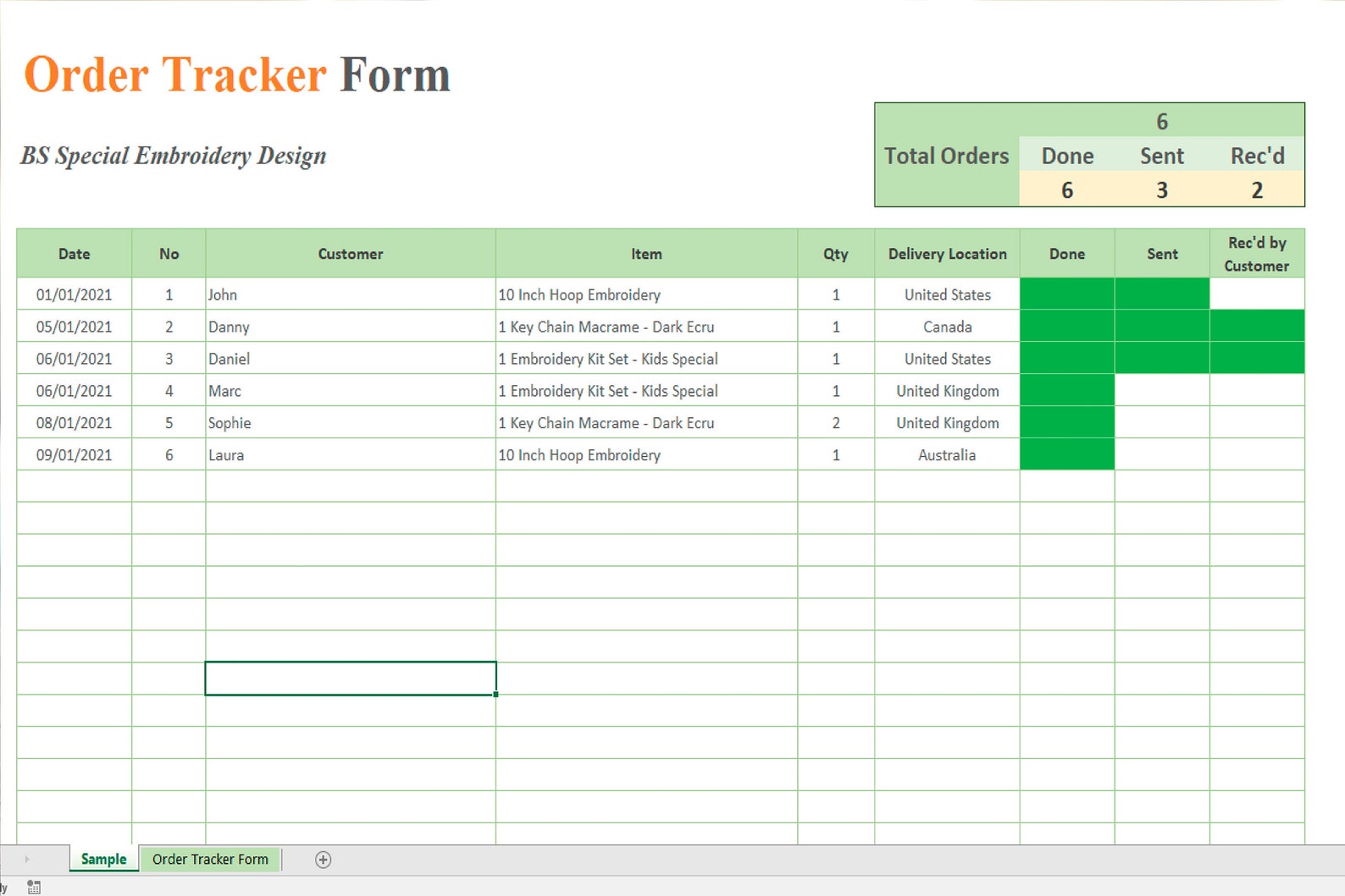 Order Tracker Form Editable PDF And MS Excel Business Order Tracking 