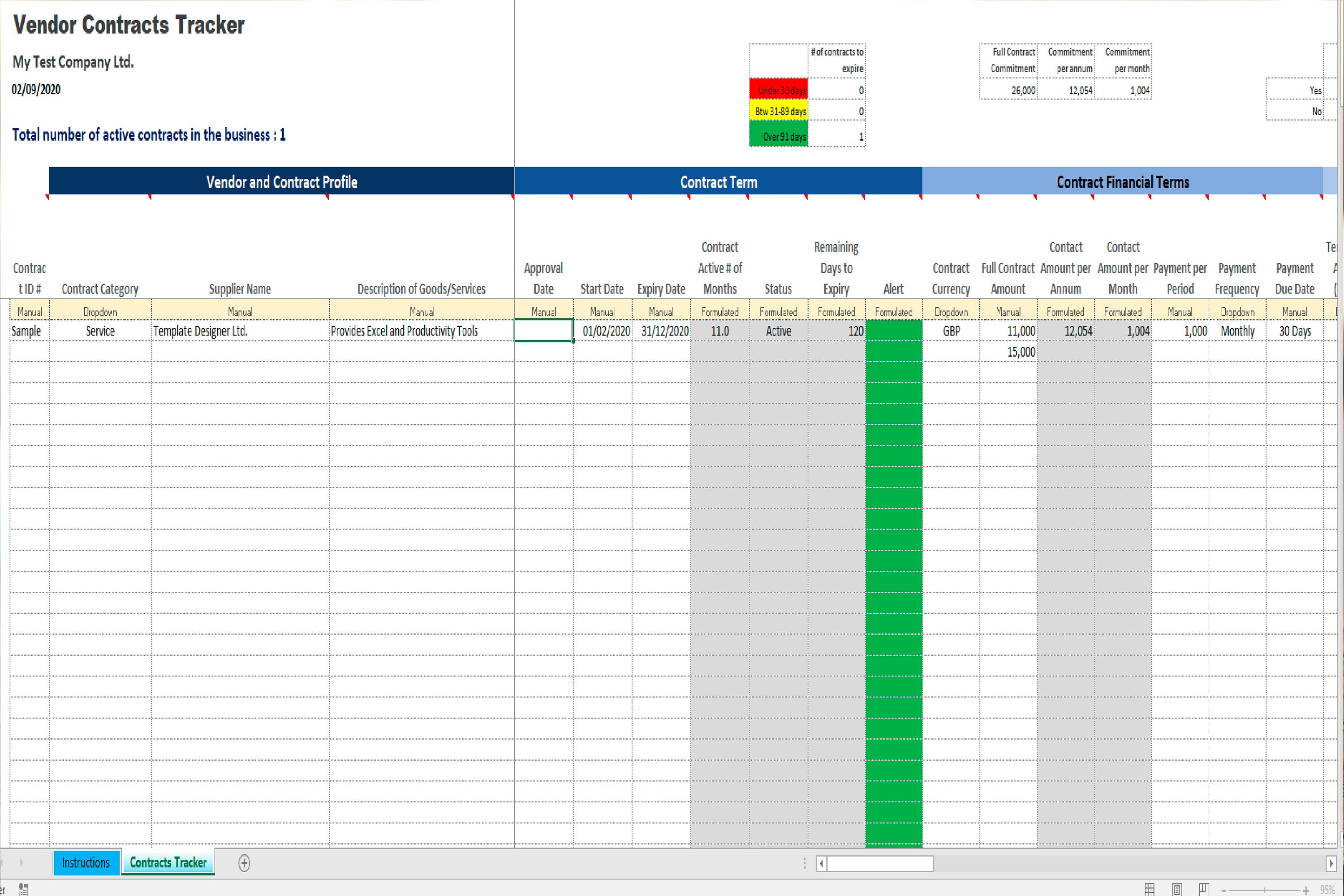 Vendor Management Excel Template Vendor Management Excel Template