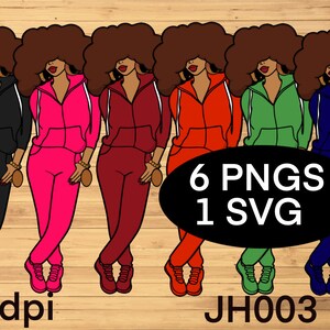 African American Afro Woman PNG SVG Clipart, Digital, Exclusive, Afro, Black Girl Magic, Joggers, Melanin