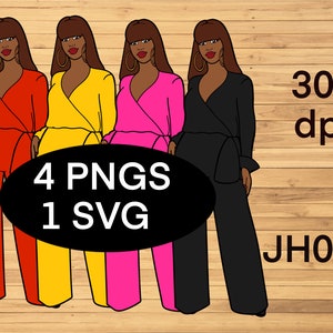 African American PNG SVG Digital Clipart, Long Straight Hair, Bang, Black Woman File, Melanin, Exclusive Art