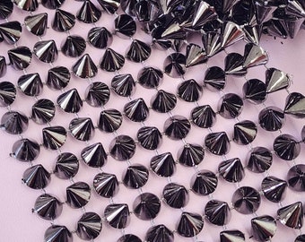 Spike A Punta In Plastica 1 Metro | Cono Flatback Su Rete | Trim Mesh Nero Per Decorazioni Costumi Halloween | Artigianato Fai Da Te