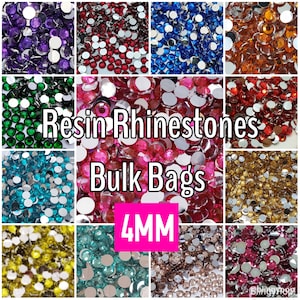 4MM BULK BAGS 5000 pcs - Silverback Resin Rhinestones - Non- Hotfix - embellishments, crafts, DIY