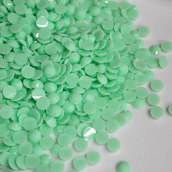 Mint Macaroon Opaque Jelly Resin Flat Back Rhinestones - No AB Coating - 1000 pcs - Available in Sizes 3mm - 4mm - 5mm