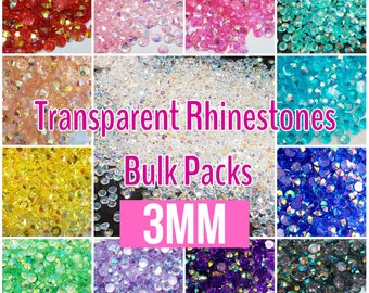 3MM BULK BAGS 5000 pcs  - Transparent Rhinestones - Non- Hotfix - embellishments, crafts, DIY