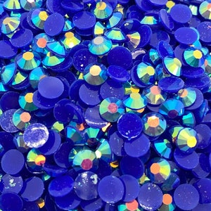 Sapphire AB Jelly Non-Hot Fix Resin Rhinestones - Flat back - 3mm, 4mm , 5mm, 6mm-  Embellishments, Bling, Crafts & Nail Art