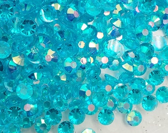 Blu Curacao - Transparente Jelly Strasssteine - Gem Collection - 3 mm, 4 mm, 5 mm - Verzierungen, Bling, DIY, Kunsthandwerk