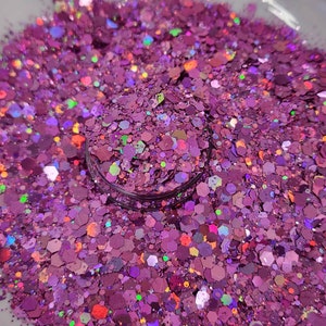 LILA Mauve Chunky Glitter Mix, 2 oz Shaker, Polyester Glitter, Glitter for Tumblers, Resin Art, Nail Art, Crafts & More