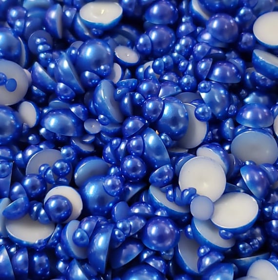 Royal Blue Flat Back Faux MIXED Size Half Pearls 60 Grams 3mm, 4mm, 5mm,  6mm, 8mm, 10mm Half Round Embellishments, Diy, Crafts 