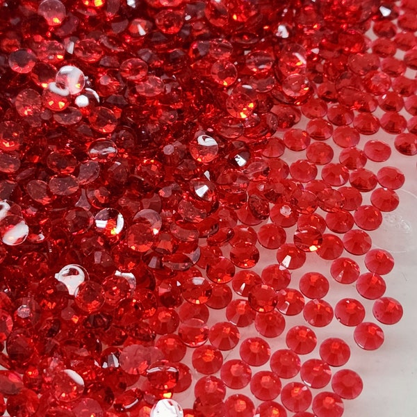 Rumba Red - Pop Of Color Transparent Non-Hot Fix Resin Rhinestones - 1000 pcs - Embellishments, Bling, Crafts & Nail Art 2mm,3mm, 4mm ,5mm