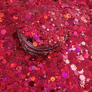 Mezcla de purpurina gruesa rosa cereza DARIA, 2 oz, purpurina de poliéster, purpurina para vasos, arte de resina, decoración de uñas, manualidades y más