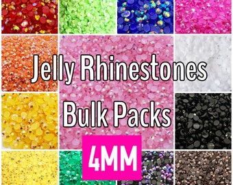 4MM BULK BAGS 5000 pcs - Jelly Rhinestones - Non- Hotfix - embellishments, diy, crafts