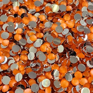 Orange Neon Resin Rhinestones Flatback silverbottom 3mm , 4mm, 5mm - Crafts , Embellishments