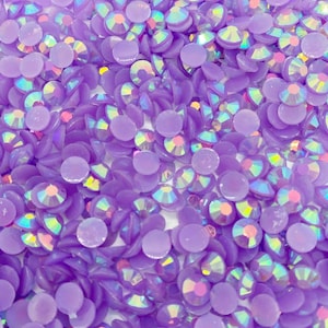 Lt. Amethyst  AB Jelly Non-Hot Fix Resin Rhinestones 3mm, 4mm , 5mm, 6mm- Flat back -  Embellishments, Bling, Crafts & Nail Art