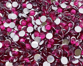 Hot Pink -  Silverback Non-Hot Fix Resin Rhinestones - Flat back  Embellishments, Bling, Crafts & Nail Art 3mm, 4mm, 5mm