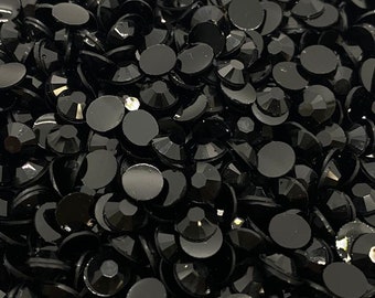 Jet Black Jelly Non-Hot Fix Resin Rhinestones - Flat back - 2mm,3mm,4mm,5mm,6mm-  Embellishments, Bling, Crafts & Nail Art