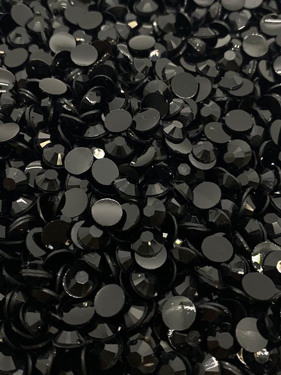 Jet Black Jelly Non-Hot Fix Resin Rhinestones - Flat back - 2mm,3mm,4mm,5mm,6mm-  Embellishments, Bling, Crafts & Nail Art