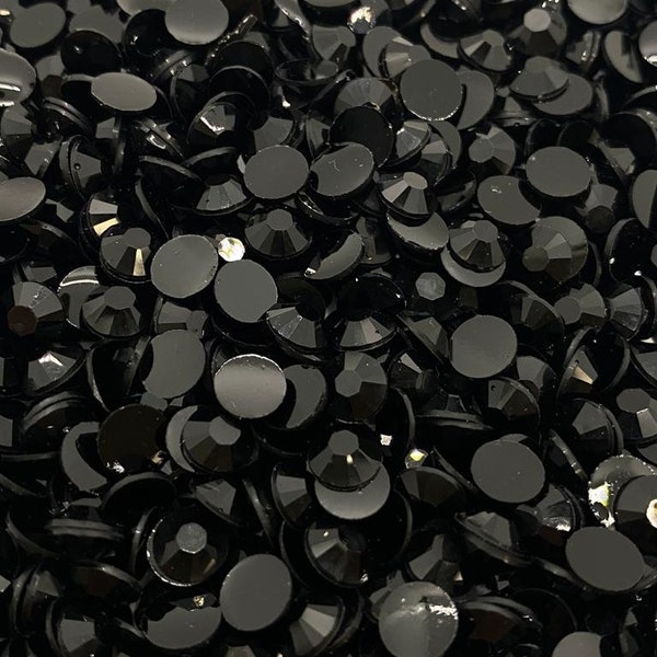Jet Black Jelly Non-Hot Fix Resin Rhinestones - Flat back - 2mm,3mm,4mm,5mm,6mm-  Embellishments, Bling, Crafts & Nail Art