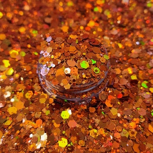POPPY Orange Chunky Glitter Mix, 2 oz Shaker, Polyester Glitter, Glitter for Tumblers, Resin Art, Nail Art, Crafts & More