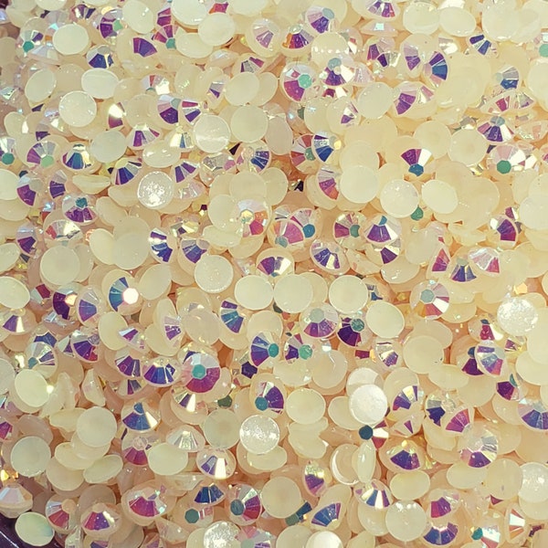 Champagne AB Jelly Non-Hot Fix Resin Rhinestones - Flat back - 3mm, 4mm, 5mm ,6mm - Embellishments, Bling, Crafts & Nail Art