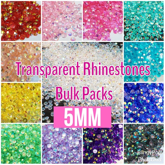 5MM BULK BAGS 5000 Pcs Transparent Rhinestones Non Hotfix Embellishments,  Crafts, DIY 