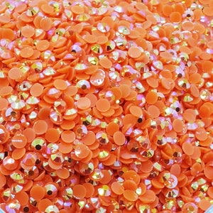Papaya AB Jelly Non-Hot Fix Resin Rhinestones - Flat back - 3mm, 4mm, 5mm ,6mm - Embellishments, Bling, Crafts & Nail Art