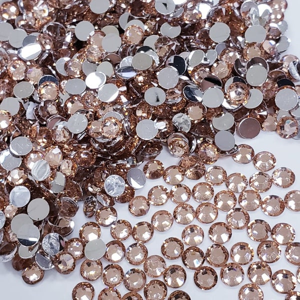 Champagne - Silverback Non-Hot Fix Resin Rhinestones - Flat back Embellishments, Bling, Crafts & Nail Art 3mm, 4mm, 5mm