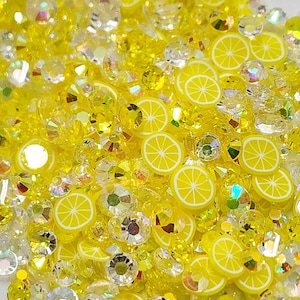 Mix di pasta polimerica con strass Lemonade - 3 mm, 4 mm, 5 mm - abbellimenti, brillantini - Borsa grande e extra large