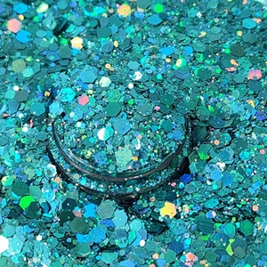 ZOEY Aquamarine grobstrick Glitter Mix, 2 oz Shaker, Polyester Glitter, Glitter für Becher, Resin Art, Nail Art, Kunsthandwerk & mehr