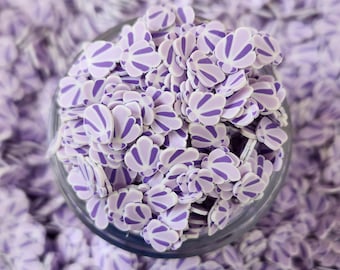 Coquillage violet - 30 - 60 grammes - 5 mm - Tranches d'argile polymère - Fausses paillettes, travaux manuels, embellissements, slime, nail art, gobelets boules à neige